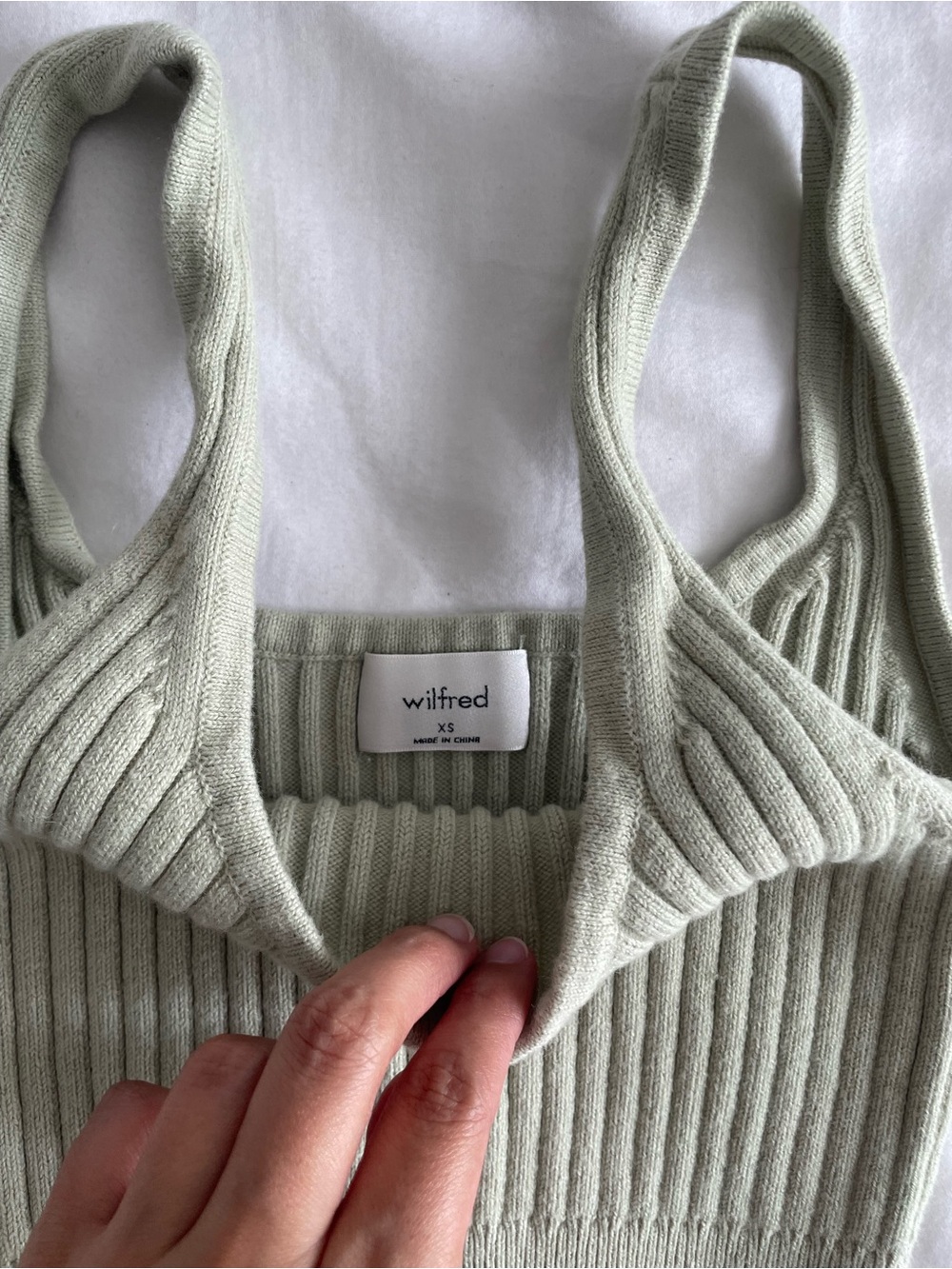 Wilfred Pastel Green Ribbed Crop Top - Picture 3 of 3